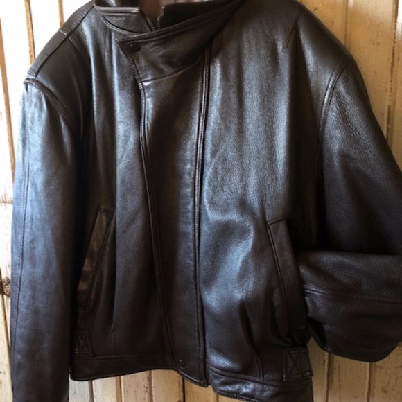 Remy Leather Other - Men's Remy Brown Leather Bomber Jacket Size 40